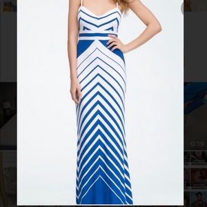 Bebe Blue and white striped maxi dress